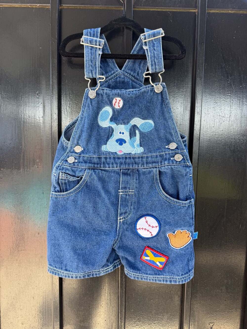 Nickelodeon Blue's Clues Overalls Size 3T Embroidered Denim Bib